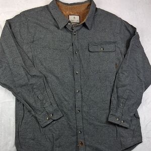 Legendary Whitetails The Original Buck Camp Gray Button Front Flannel Shirt